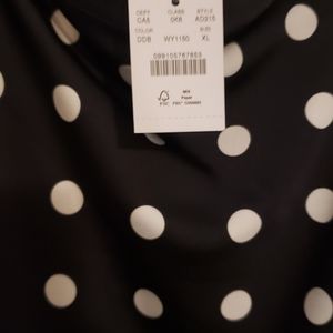 NWT Black and White Polka Dot Skirt from J Crew. Mid-length, XL